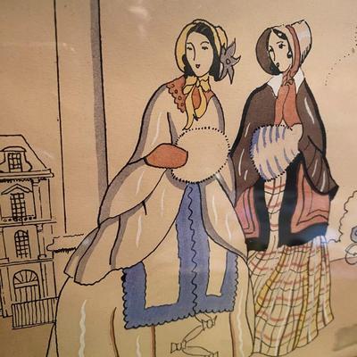 Vintage Geo Dunoy Towards Print with Gouache Painted Accents - Fashion Elegance 2 Bonnents