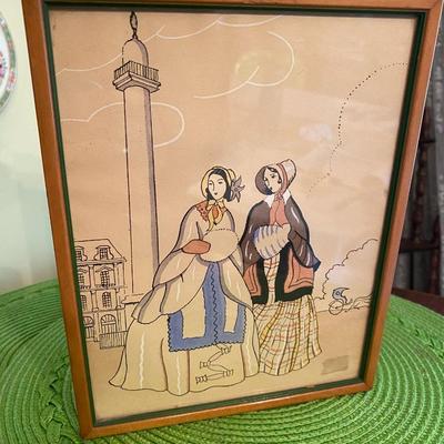 Vintage Geo Dunoy Towards Print with Gouache Painted Accents - Fashion Elegance 2 Bonnents