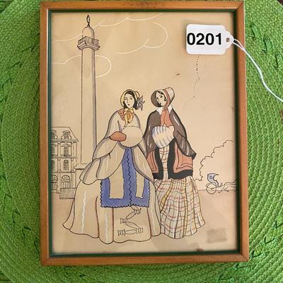 Vintage Geo Dunoy Towards Print with Gouache Painted Accents - Fashion Elegance 2 Bonnents