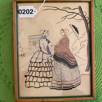 Vintage Geo Dunoy Towards Print with Gouache Painted Accents - Fashion Elegance Paris