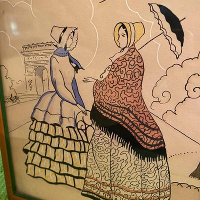 Vintage Geo Dunoy Towards Print with Gouache Painted Accents - Fashion Elegance Paris