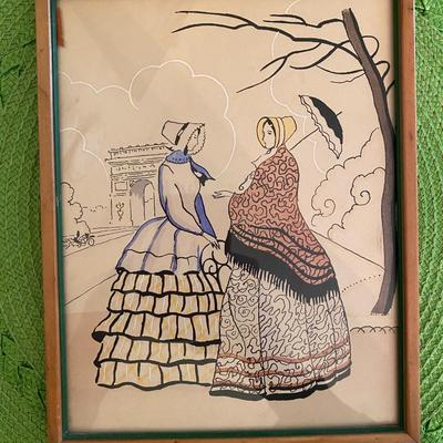 Vintage Geo Dunoy Towards Print with Gouache Painted Accents - Fashion Elegance Paris