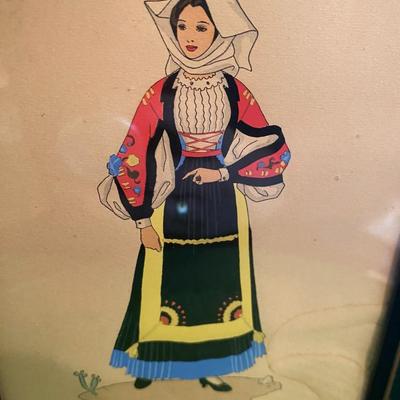 Giovanni Meschini Costumi Italiani SARDEGNA Hand Painted Illustration