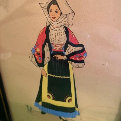 Giovanni Meschini Costumi Italiani SARDEGNA Hand Painted Illustration