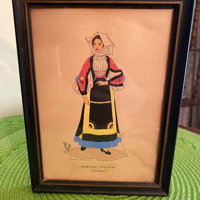 Giovanni Meschini Costumi Italiani SARDEGNA Hand Painted Illustration