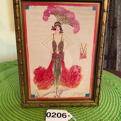 Turnowsky's Art Caberet Dress / Costume with Pink Feather Headdress