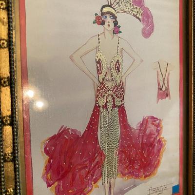 Turnowsky's Art Caberet Dress / Costume with Pink Feather Headdress