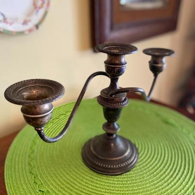 Antique 3 Light Weighted Sterling Candelabra by Empire