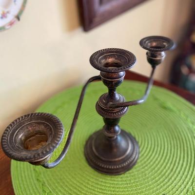 Antique 3 Light Weighted Sterling Candelabra by Empire