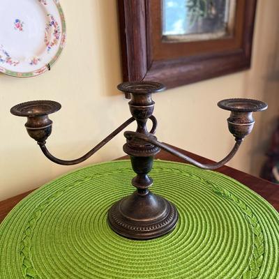 Antique 3 Light Weighted Sterling Candelabra by Empire