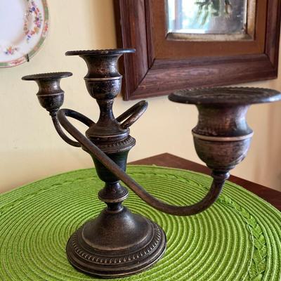 Antique 3 Light Weighted Sterling Candelabra by Empire