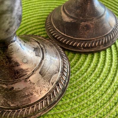 Antique Weighted Stering Candle Holders by Fisher