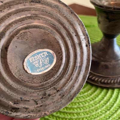 Antique Weighted Stering Candle Holders by Fisher