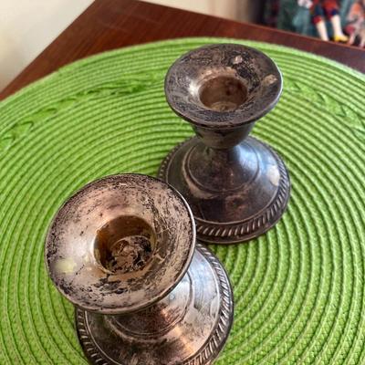 Antique Weighted Stering Candle Holders by Fisher