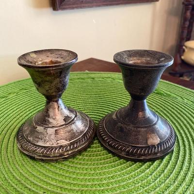 Antique Weighted Stering Candle Holders by Fisher