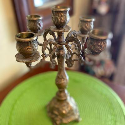 Victorian 5 Arm Ornate Brass Candelabra