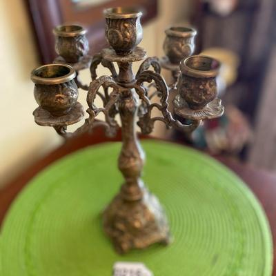 Victorian 5 Arm Ornate Brass Candelabra