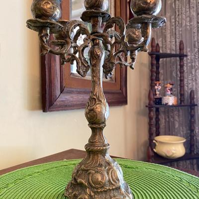 Victorian 5 Arm Ornate Brass Candelabra