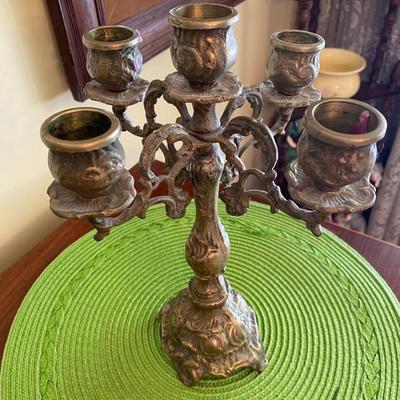 Victorian 5 Arm Ornate Brass Candelabra