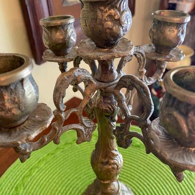 Victorian 5 Arm Ornate Brass Candelabra