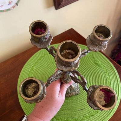 Victorian 5 Arm Ornate Brass Candelabra