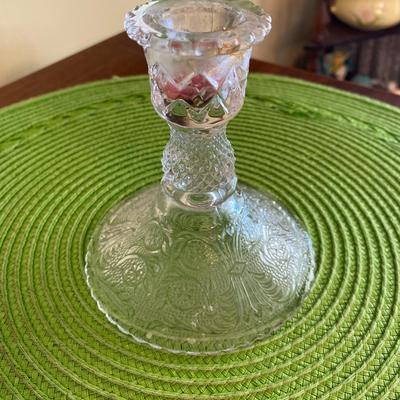 Vintage Clear Depression Glass Candle Holder