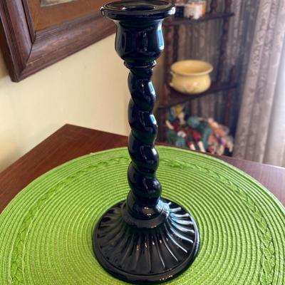 Sleek Black Glass Candle Holder