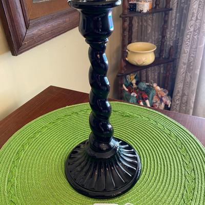 Sleek Black Glass Candle Holder