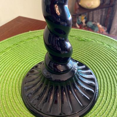 Sleek Black Glass Candle Holder
