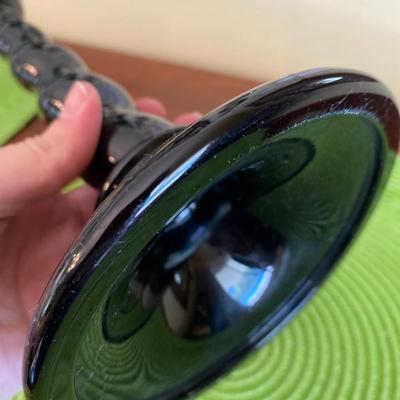 Sleek Black Glass Candle Holder