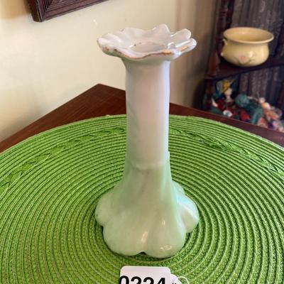Vintage Green and White Porcelain Candle Holder
