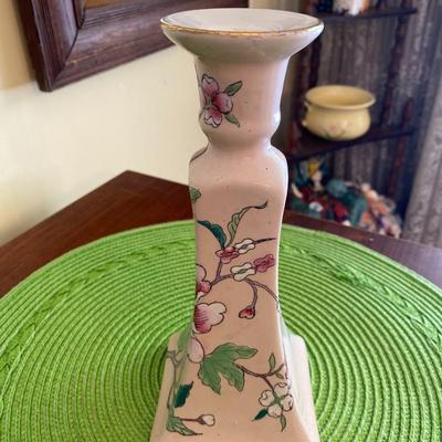 Vintage Hand Painted Famille Antique Porcelain Candle Holder