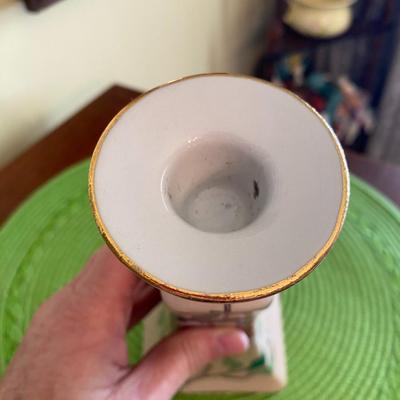 Vintage Hand Painted Famille Antique Porcelain Candle Holder