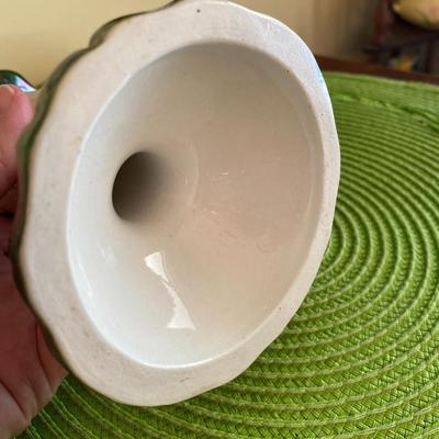 Vintage Pink and Green Porcelain Lusterware Candle Holder