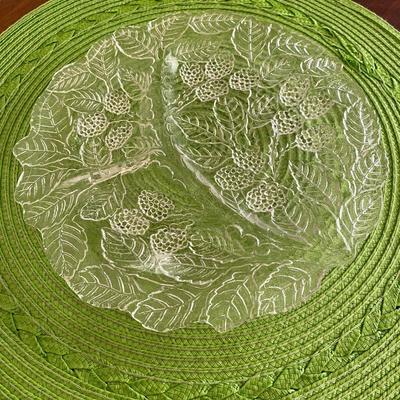 Clear Indiana Glass Co. Loganberry Vine Divided Grill Plate