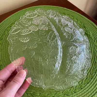 Clear Indiana Glass Co. Loganberry Vine Divided Grill Plate