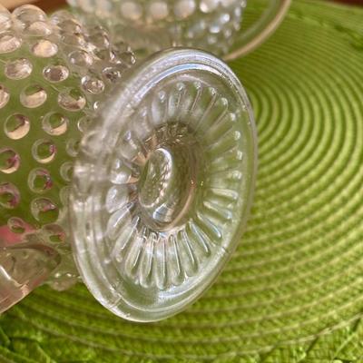 Vintage Fenton Hobnail Clear Glass Opalescent Cream and Sugar Set