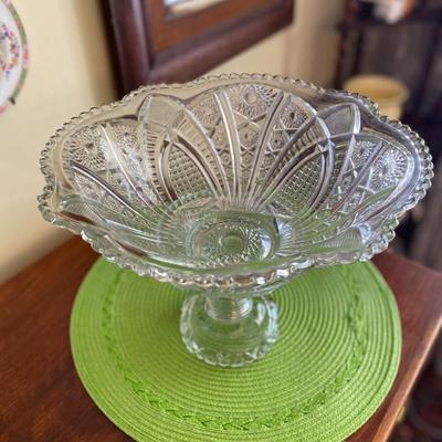 Vintage Retro Clear McKee Glass Punch Bowl with Base