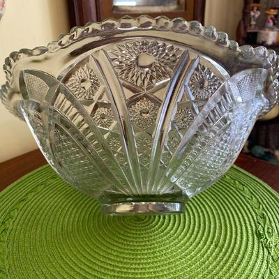 Vintage Retro Clear McKee Glass Punch Bowl with Base