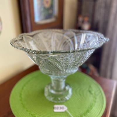 Vintage Retro Clear McKee Glass Punch Bowl with Base