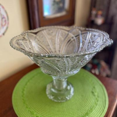 Vintage Retro Clear McKee Glass Punch Bowl with Base