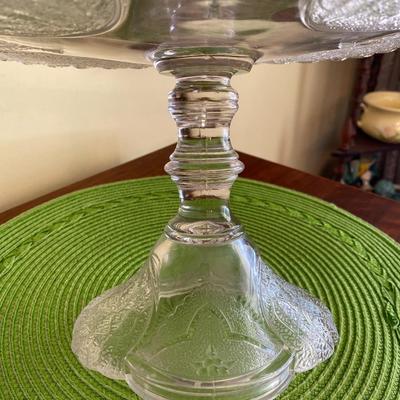 Stunning Antique Duncan and Sons Shell and Tassel Clear Glass Cake / Dessert Plate