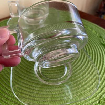 Art Deco Joe Colombo Italora Arno Clear Glass Cup and Saucer Set 1