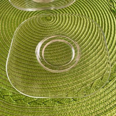 Art Deco Joe Colombo Italora Arno Clear Glass Cup and Saucer Set 1