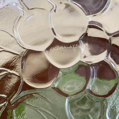 Vintage Clear Glass Grape Pattern Plates by Kig Malaysia Set 1