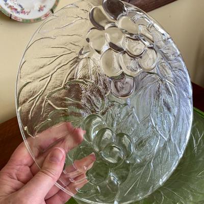 Vintage Clear Glass Grape Pattern Plates by Kig Malaysia Set 1