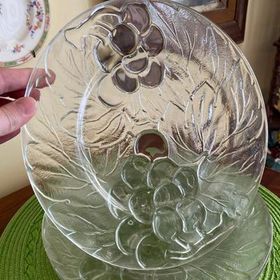 Vintage Clear Glass Grape Pattern Plates by Kig Malaysia Set 1