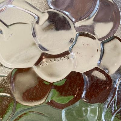 Vintage Clear Glass Grape Pattern Plates by Kig Malaysia Set 2