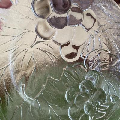 Vintage Clear Glass Grape Pattern Plates by Kig Malaysia Set 3