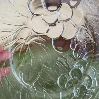 Vintage Clear Glass Grape Pattern Plates by Kig Malaysia Set 4